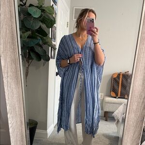ISH Blue and White Striped Kaftan